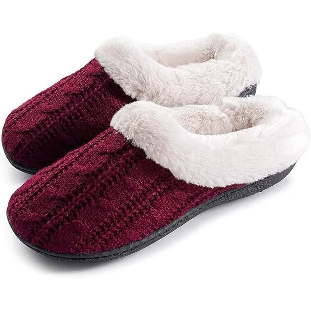 Roxoni Women's Slippers Cable Knit Super Cozy Comfort Clog