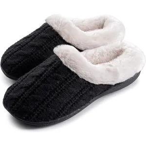 Roxoni Women's Slippers Cable Knit Super Cozy Comfort Clog