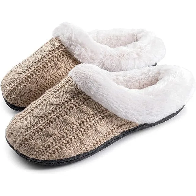 Roxoni Women's Slippers Cable Knit Super Cozy Comfort Clog