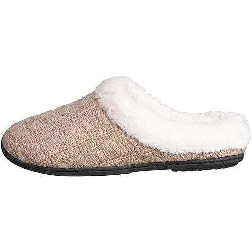 Roxoni Women's Slippers Cable Knit Super Cozy Comfort Clog