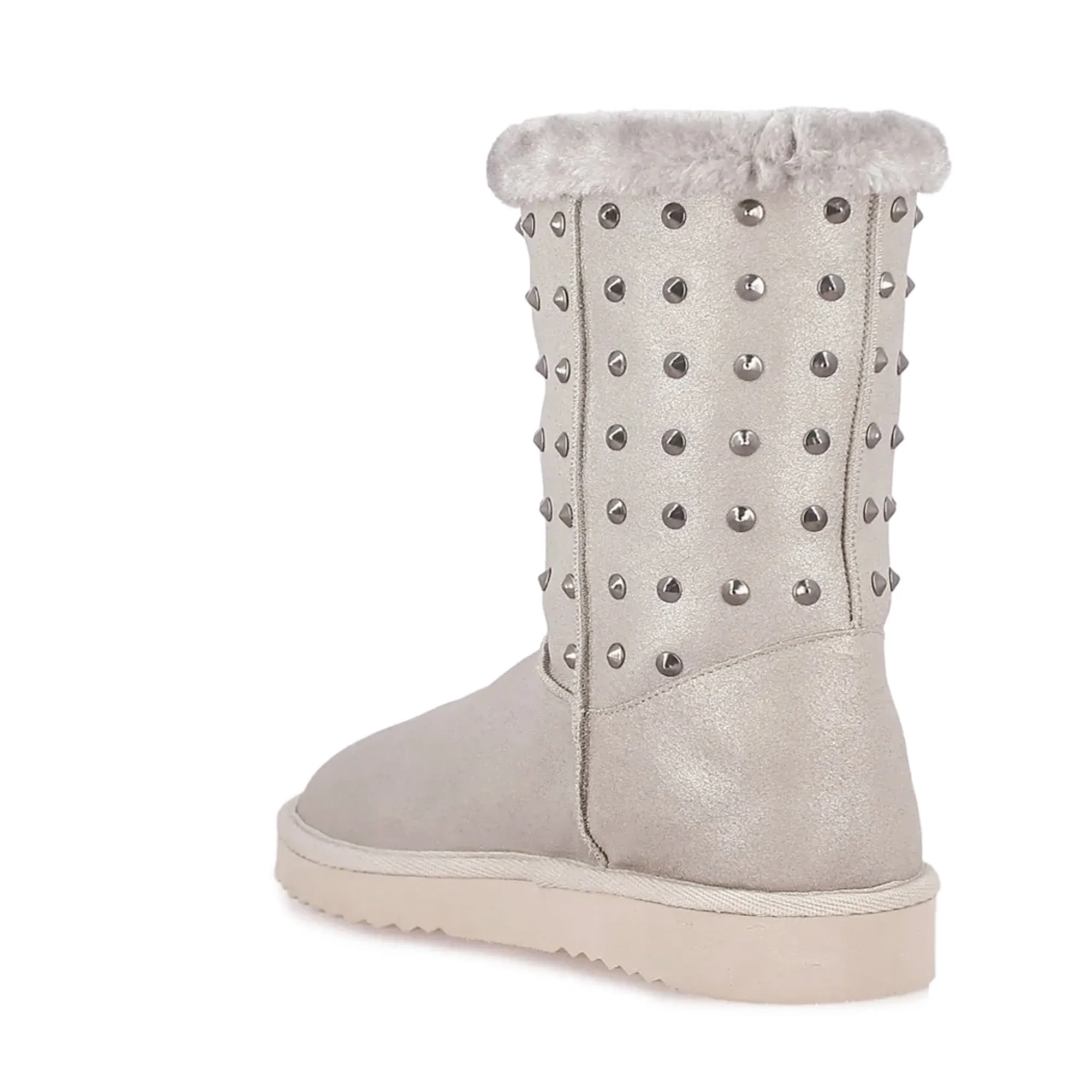 Saint Cassandra Metal Studded Silver Glitter Snug Boots