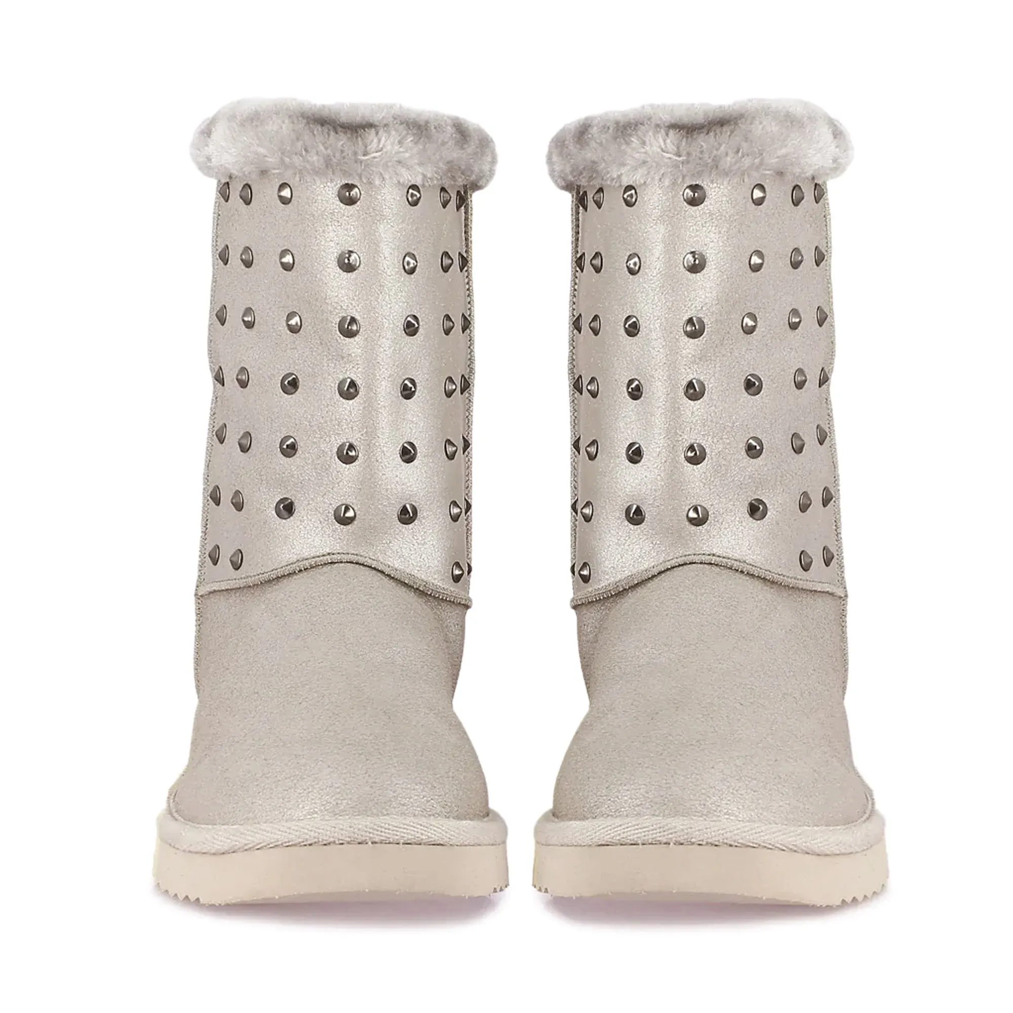 Saint Cassandra Metal Studded Silver Glitter Snug Boots