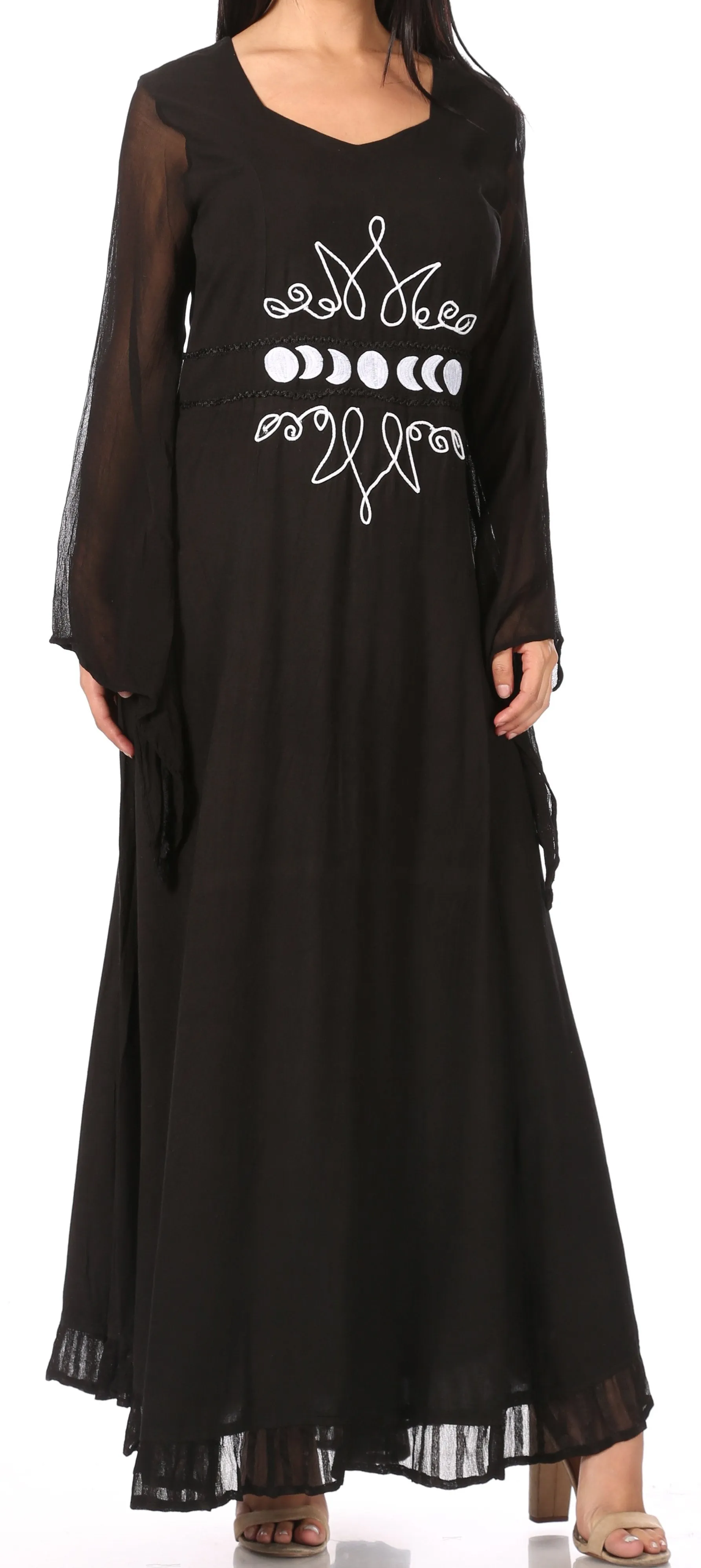 Sakkas Eve Women's Long Sleeve Casual Medieval Renaissance Celtic Maxi Dress Soft