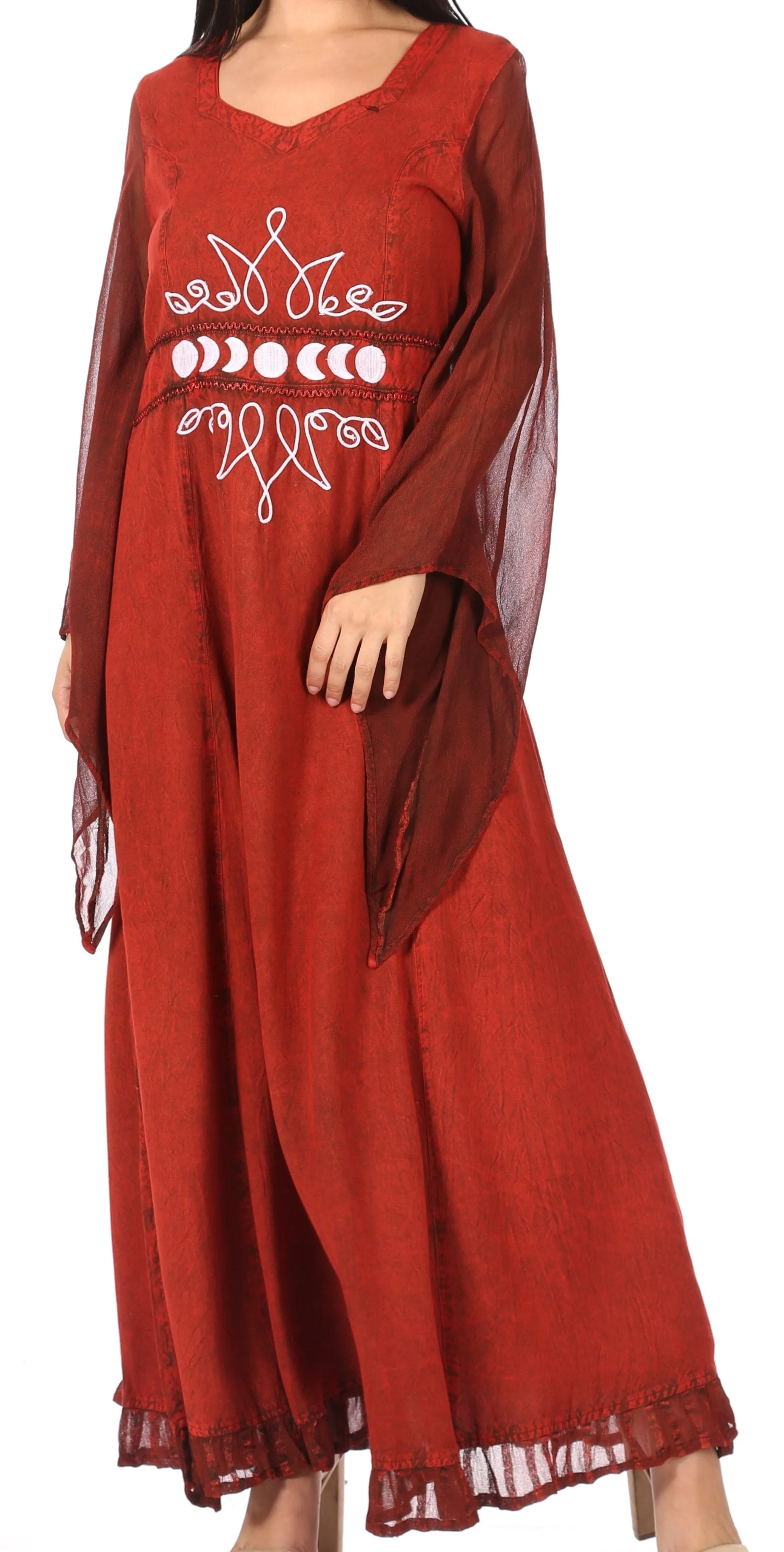 Sakkas Eve Women's Long Sleeve Casual Medieval Renaissance Celtic Maxi Dress Soft