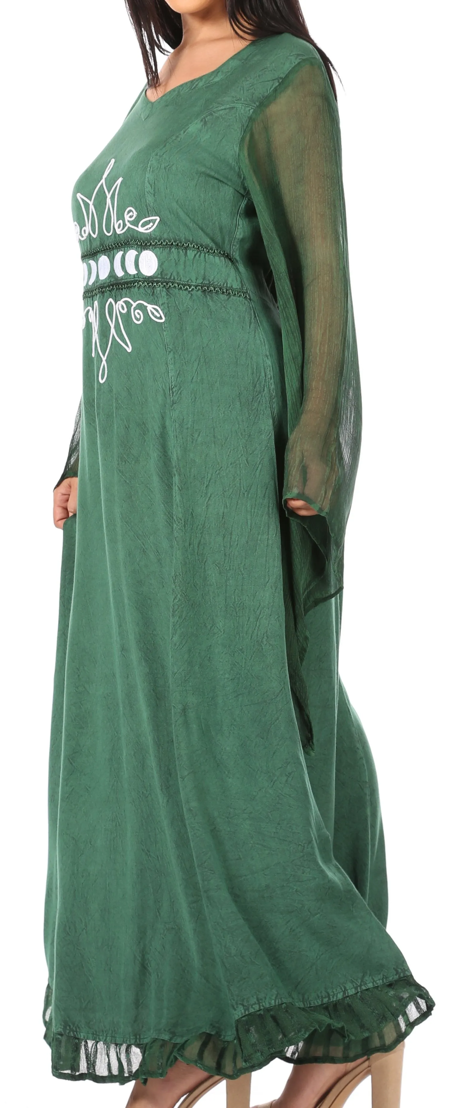 Sakkas Eve Women's Long Sleeve Casual Medieval Renaissance Celtic Maxi Dress Soft