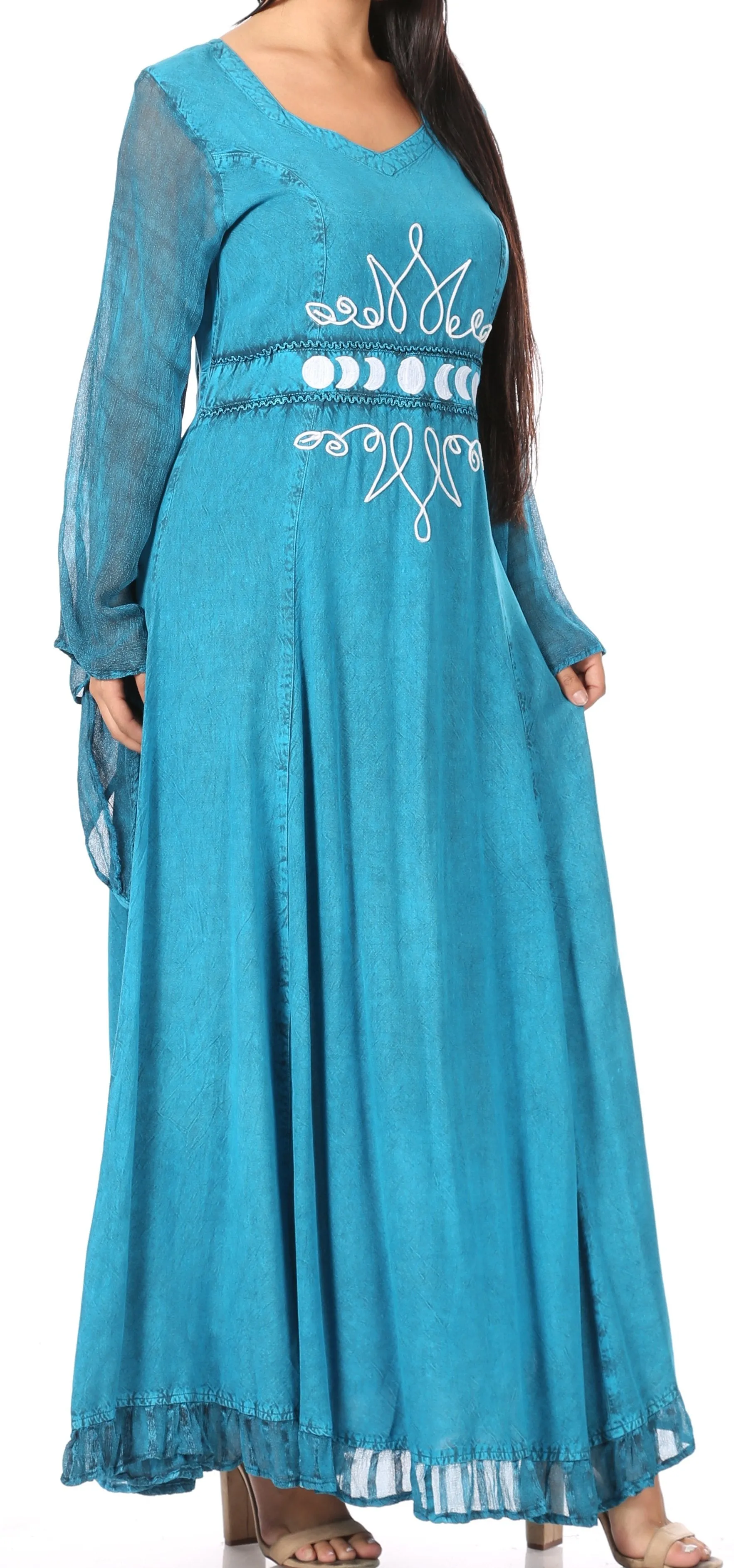 Sakkas Eve Women's Long Sleeve Casual Medieval Renaissance Celtic Maxi Dress Soft