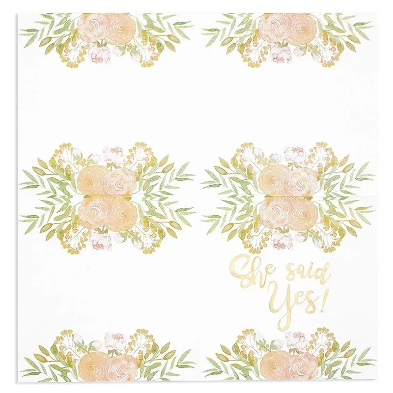 She Said Yes Party Supplies, Engagement Paper Napkins (5 x 5 In, White, 50 Pack)