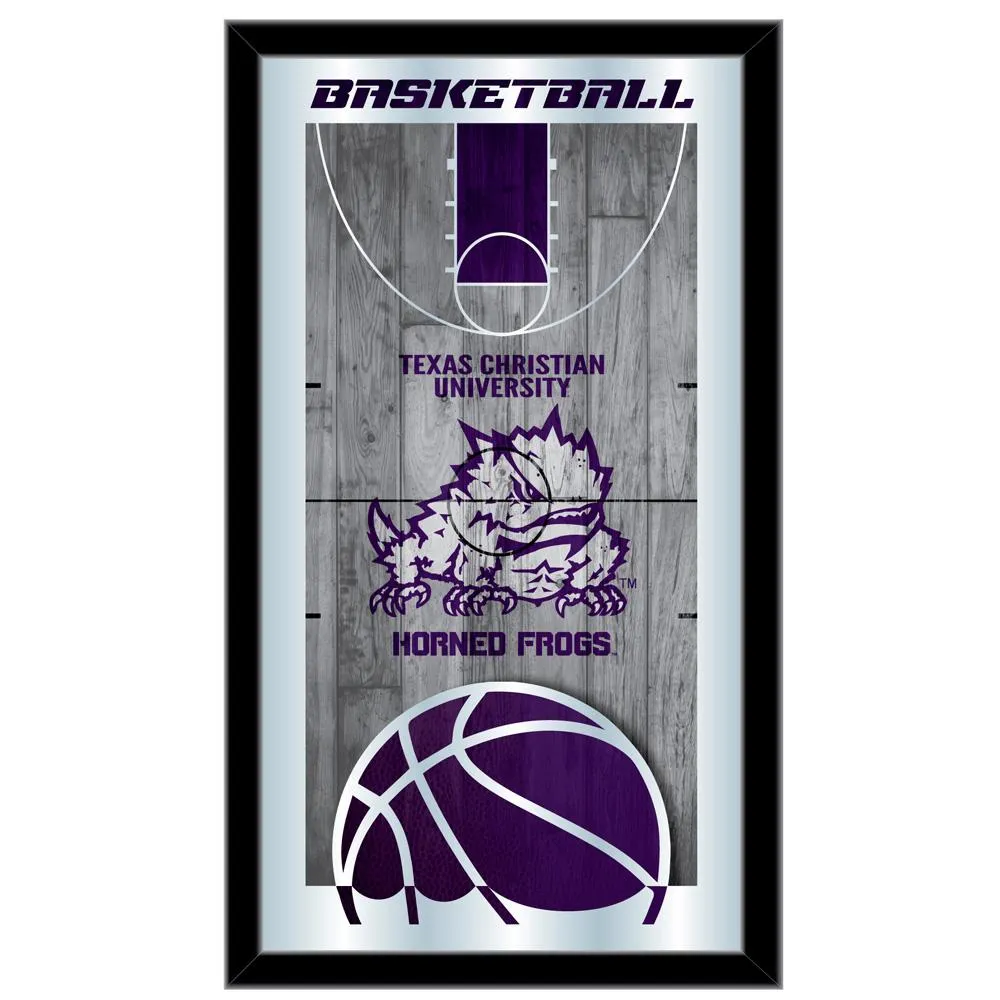 TCU Horned Frogs HBS Basketball Framed Hanging Glass Wall Mirror (26"x15")