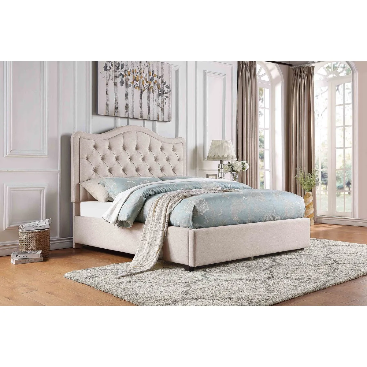 Toddrick Collection Beige Queen Platform Bed