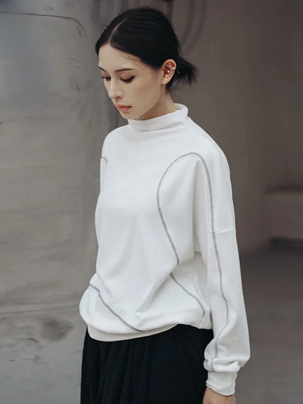 Urban Long Sleeves High-Neck Sweatshirt Tops