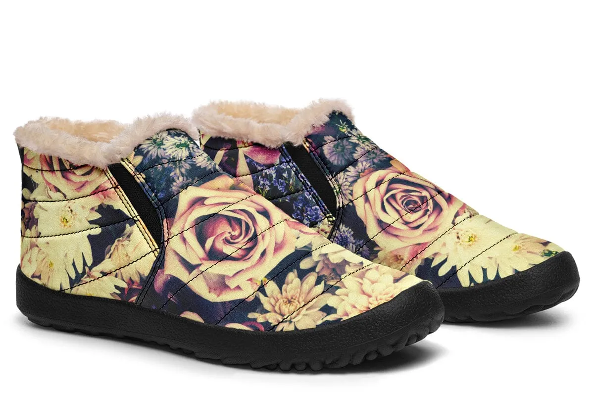 Vintage Flowers Winter Slippers