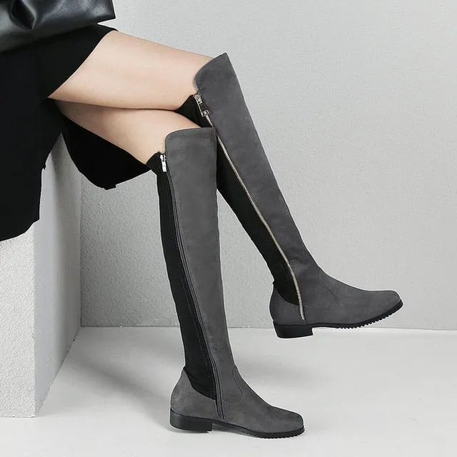 W-leather long winter boots