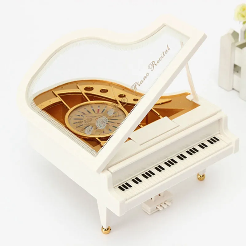 White Ballerina Piano Music Box