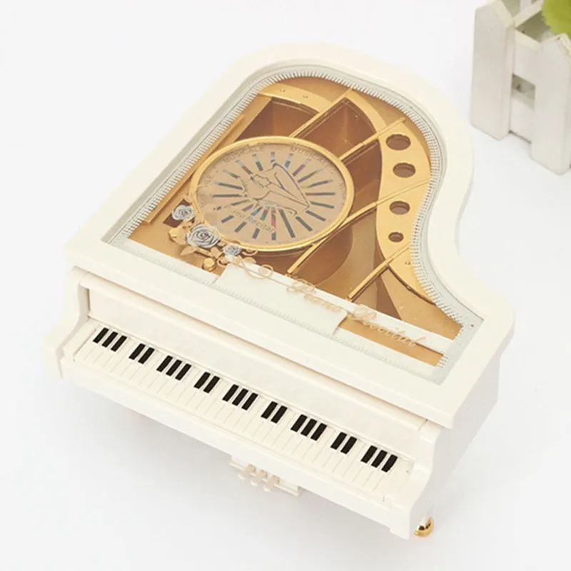 White Ballerina Piano Music Box