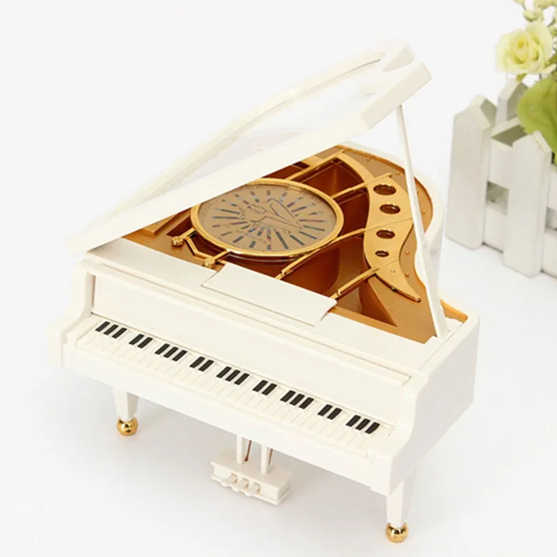 White Ballerina Piano Music Box